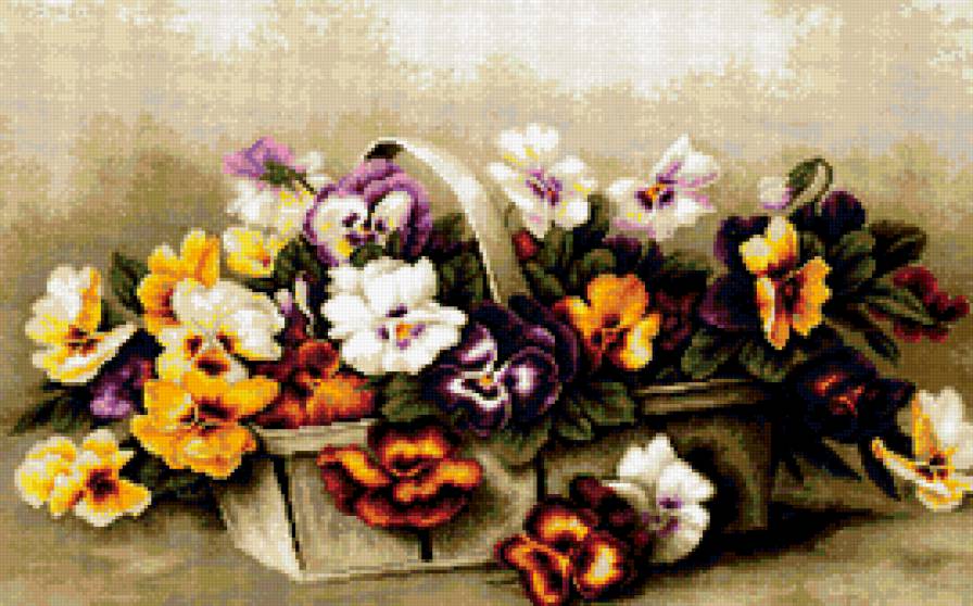 анютины глазки - анютины глазки, цветы, корзина - предпросмотр