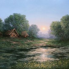 Схема вышивки «Домик у речки»