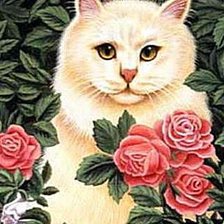 Схема вышивки «Кошечка в розах»