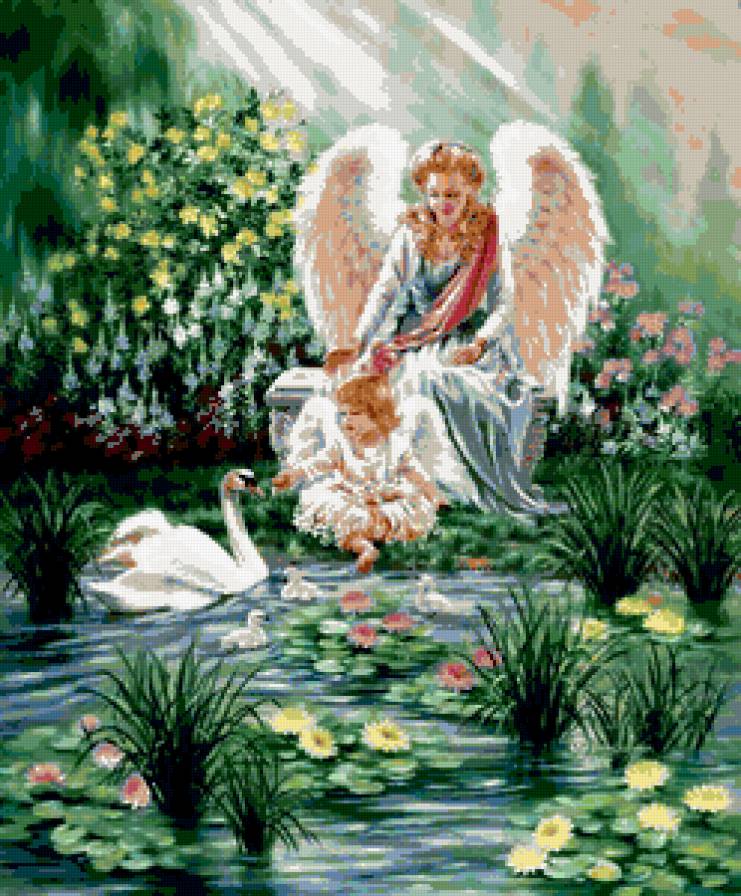 Ангелочек и дитя - ангелочек, девочка - предпросмотр