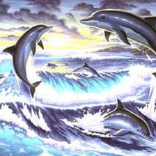 Схема вышивки «дельфины»