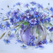 Схема вышивки «васельки в вазе»