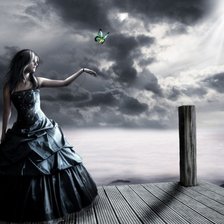 Схема вышивки «Девушка и бабочкой»