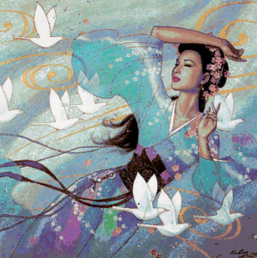 Женские образы К.Банга - птицы, картина, женские образы, портрет, девушка - предпросмотр