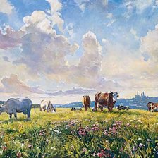 Схема вышивки «коровы на лугу»