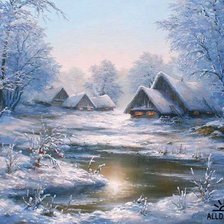 Схема вышивки «деревенька»