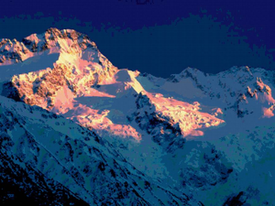 горы - солнце, закат, горы, снег - предпросмотр