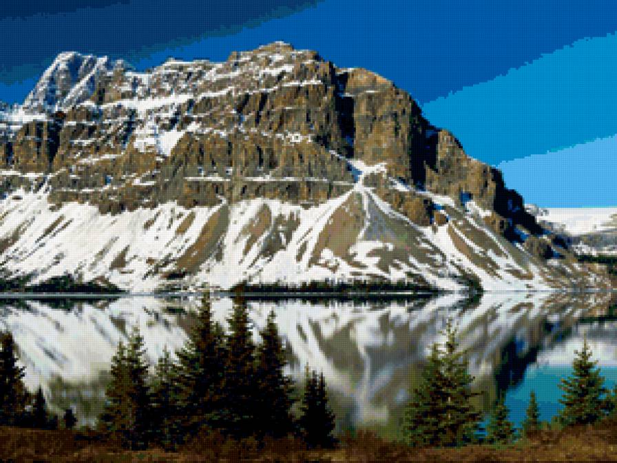 природа - лес, природа, озеро, горы, снег - предпросмотр