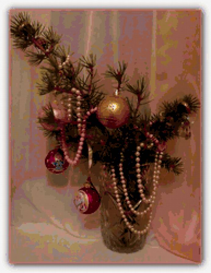 новый год - букет, ель, праздник, новый год, игрушки - предпросмотр