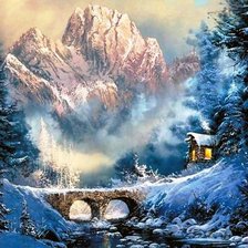 Схема вышивки «зима в горах»