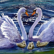 Схема вышивки «Лебединная семья»