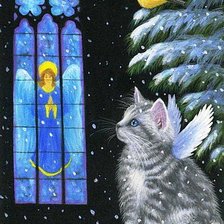 Схема вышивки «Кошка и ангел»