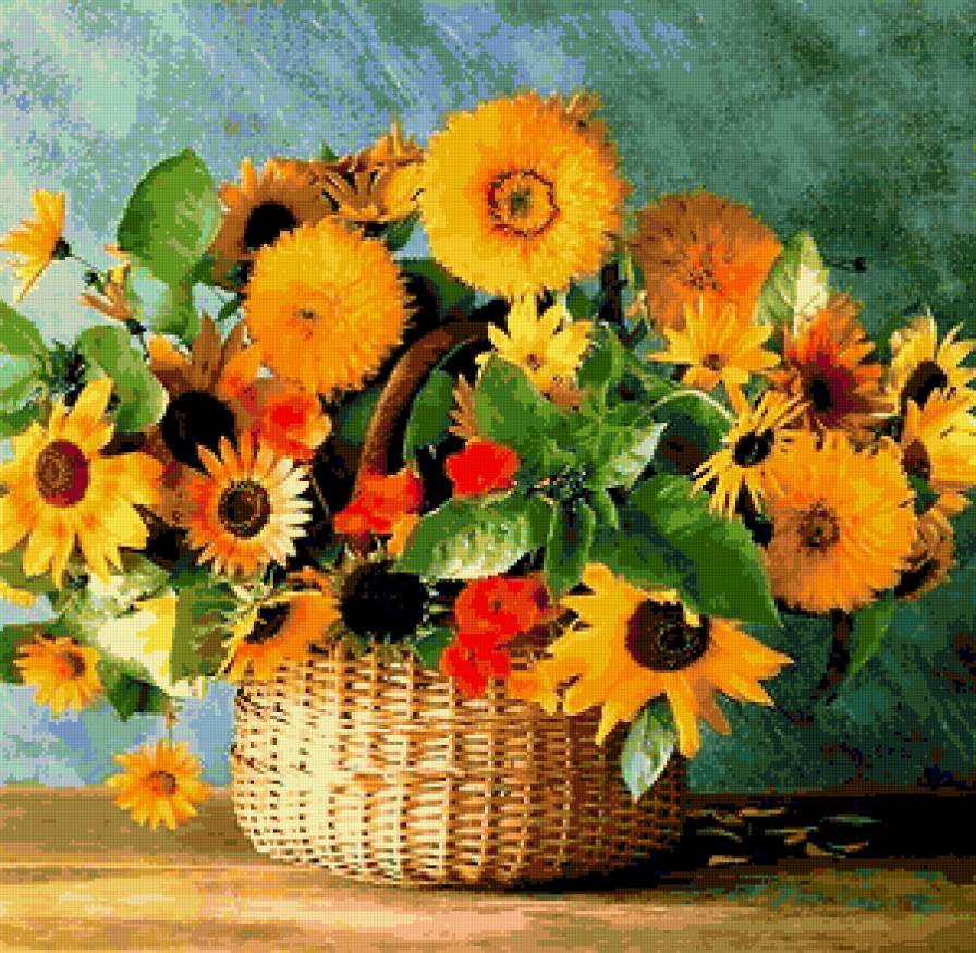 Корзина с цветами - цветы - предпросмотр