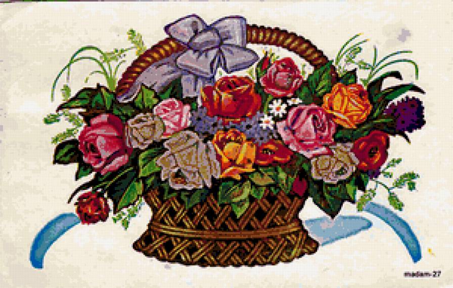 Корзина с цветами - цветы - предпросмотр