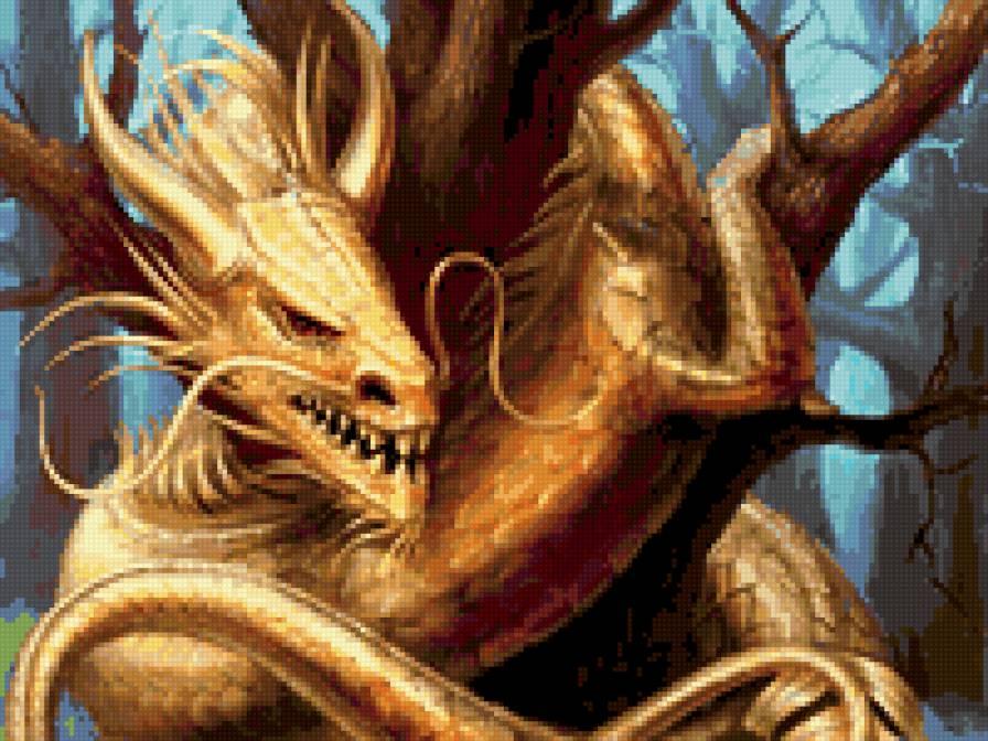 Дракон. - дракон, змей, дерево - предпросмотр