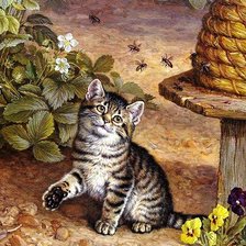 Схема вышивки «Котёнок и пчёлы»