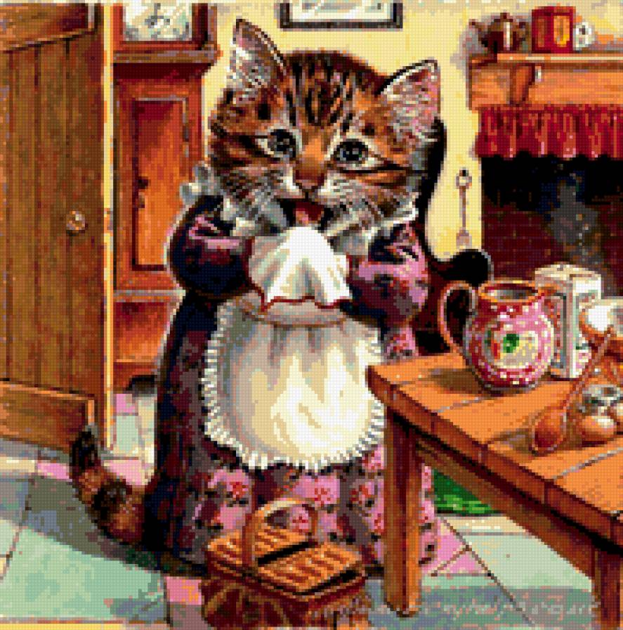 хозяйка - киска, картинки детские - предпросмотр