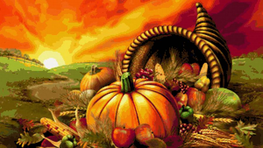 Рог изобилия. - тыквы, для кухни, тыква, фрукты, овощи, урожай - предпросмотр