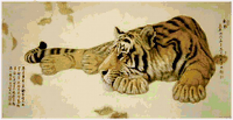 Тигр - животные, китайская живопись, тигр - предпросмотр