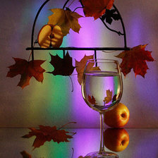 Схема вышивки «Бокал и листья»