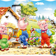 Схема вышивки «три поросенка»