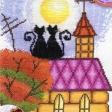 Схема вышивки «Кошки на крыше»