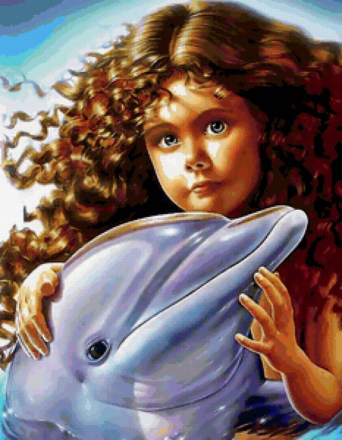 девочка и дельфин - предпросмотр