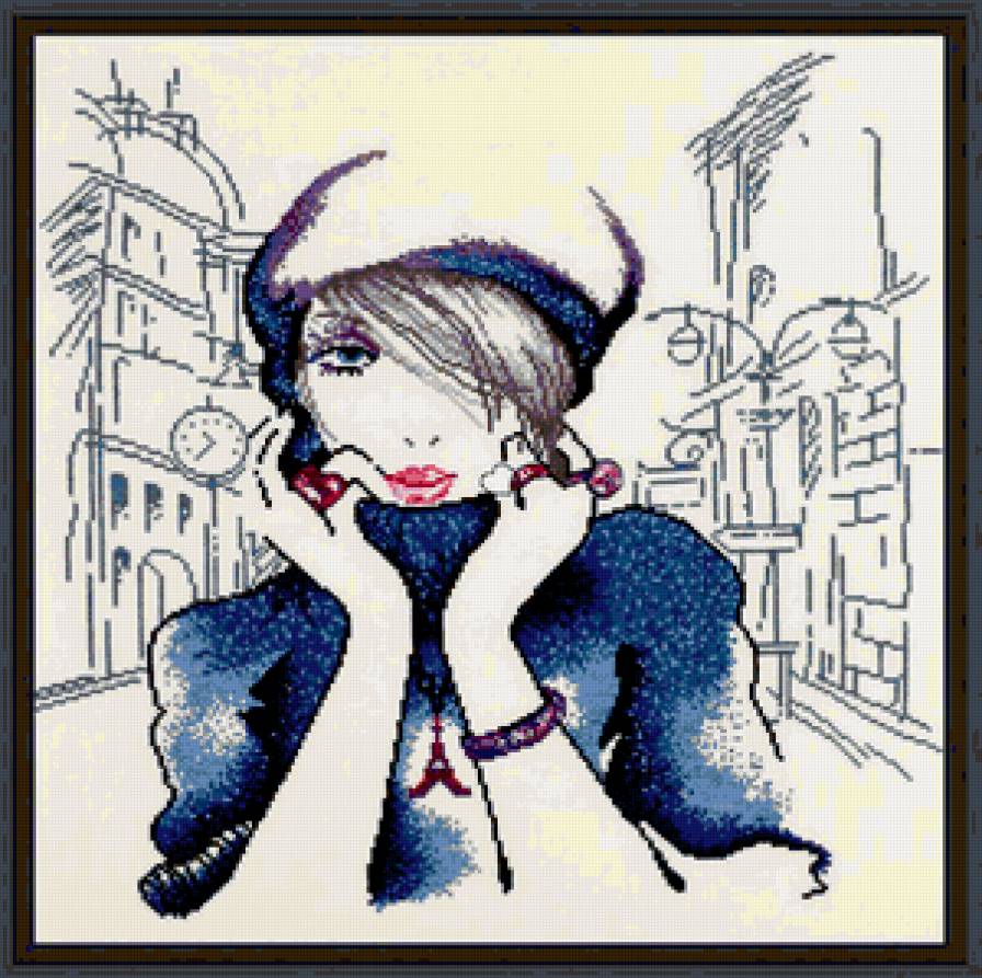 Парижанка №2 - девушка, город, в берете, женская красота - предпросмотр