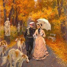 Схема вышивки «осенняя прогулка»