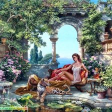 Схема вышивки «девушка и тигр»