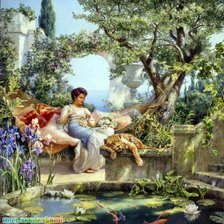 Схема вышивки «девушка и тигр»