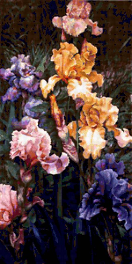 Подгаевская Марина ''Ирисы''  Диптих. №2 - ирисы, триптих, диптих, полиптих, ирис, цветы - предпросмотр