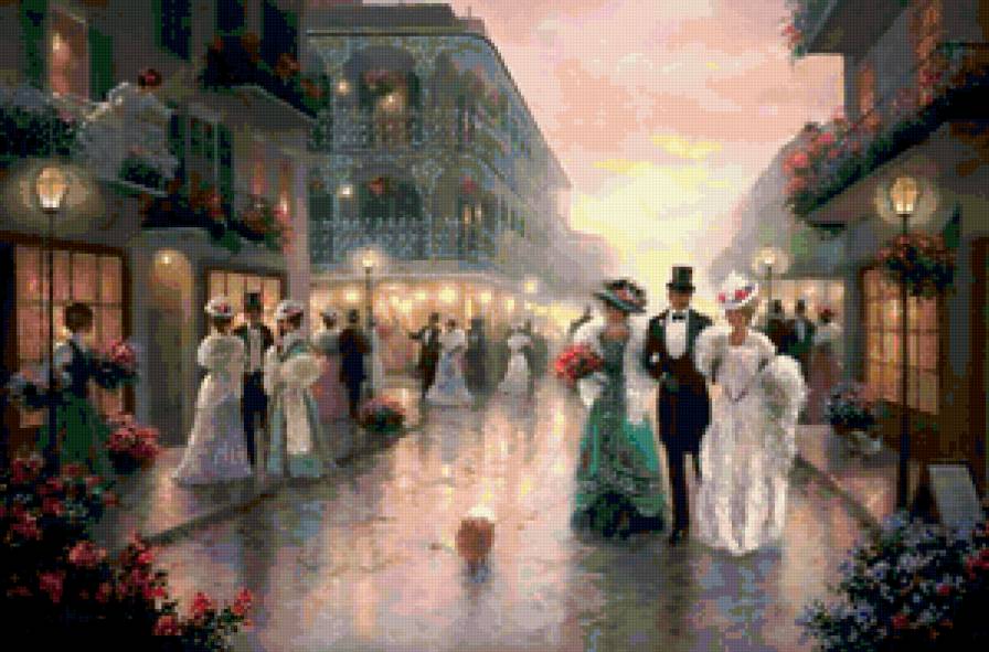 вечерняя прогулка - природа, люди, любовь, дамы, классика, картина - предпросмотр