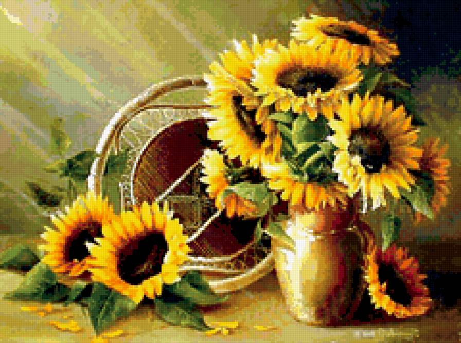 подсолнухи - романтика, букет, , натюрморт, природа, цветы - предпросмотр