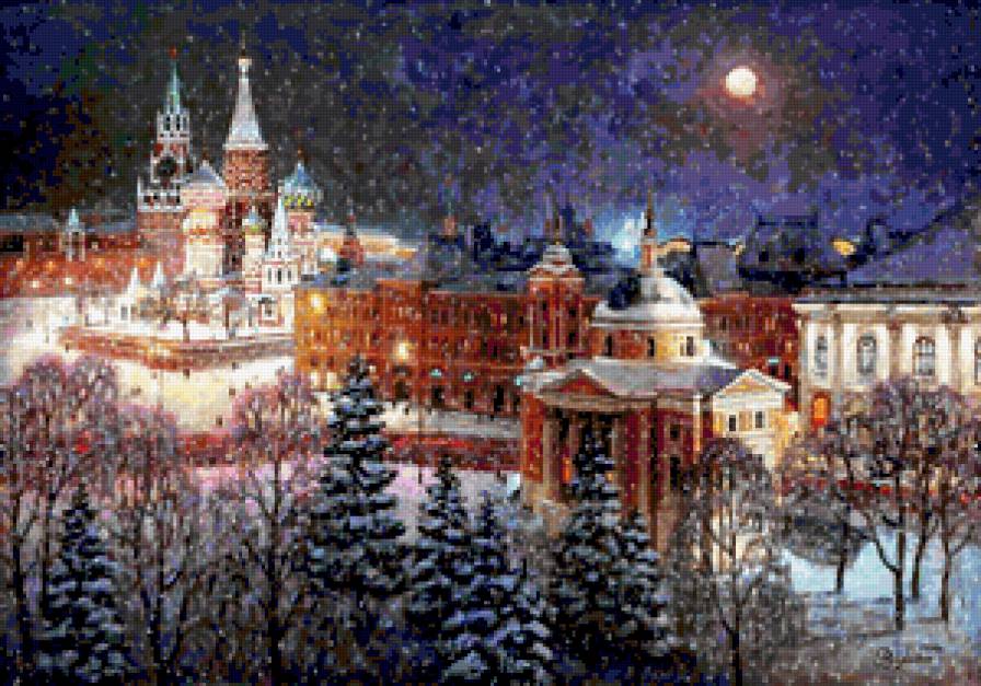 Разживин Игорь. ''Волшебница зима'' - картина, живопись, город, снег, городской пейзаж, пейзаж, зима, природа - предпросмотр