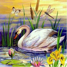 Схема вышивки «Лебедь»