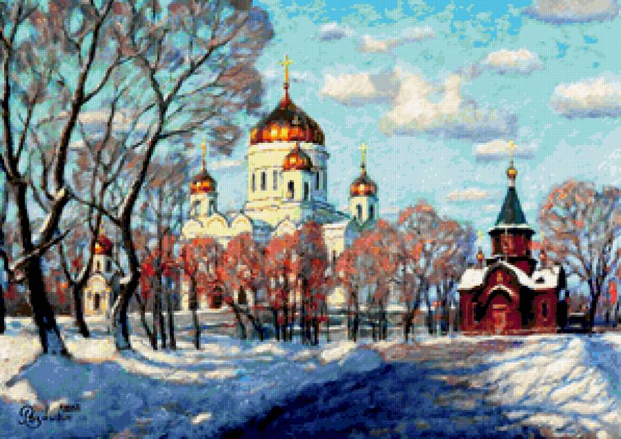 Храм - храм, зима, церковь, пейзаж - предпросмотр