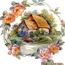 Схема вышивки «Хатка в розах»