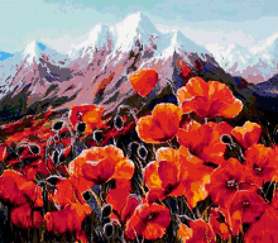 Маки - маки, цветы, горы - предпросмотр