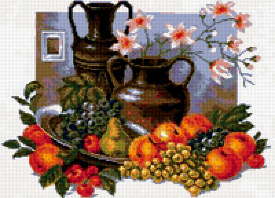 Натюрморт - ваза, фрукты, натюрморт - предпросмотр