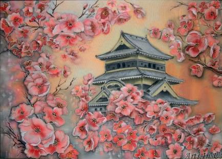 №197624 - цветы, дома, рисунки на батике - оригинал