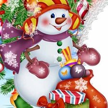 Схема вышивки «Снеговик с подарками»