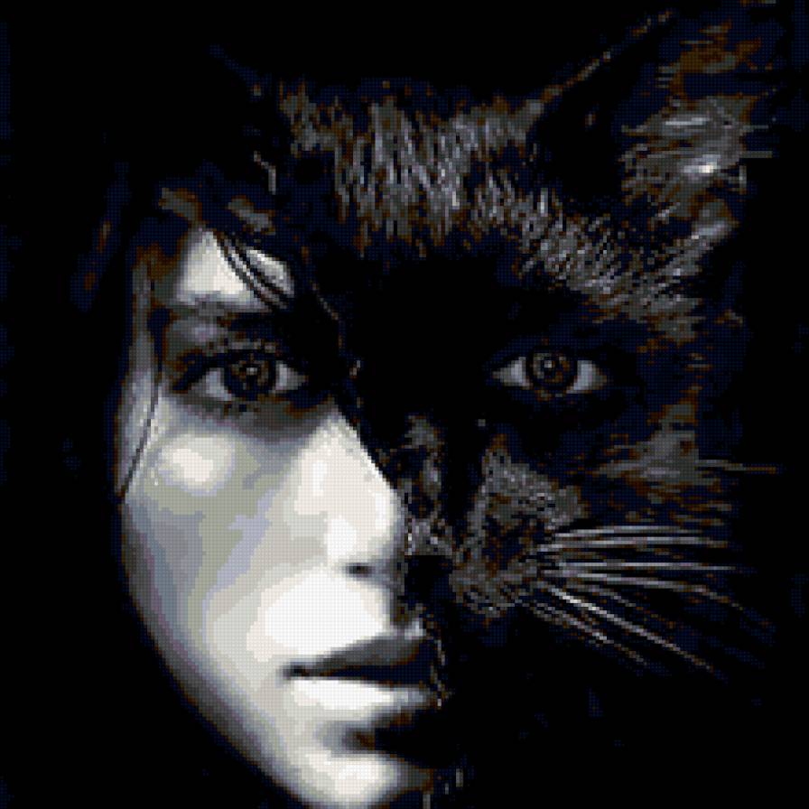 Девушка -кошка 2 - девушка, кошка, кот, дама - предпросмотр