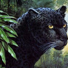 Схема вышивки «Пантера в джунглях»