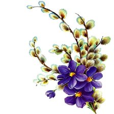 Схема вышивки «цветы котики»