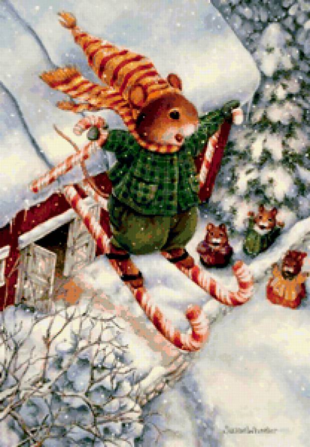 №199242 - зима, живопись, картина, рождество - предпросмотр