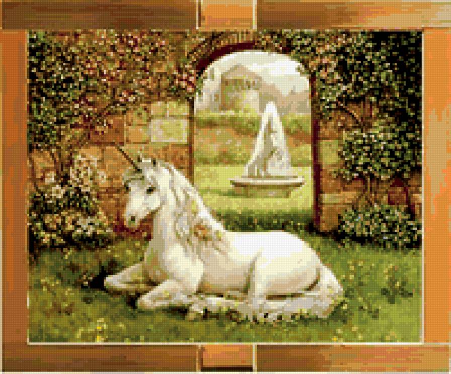 единорог у фонтана - фэнтези - предпросмотр