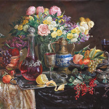 Схема вышивки «Натюрморт с красным вином»