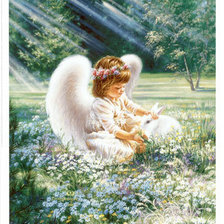 Схема вышивки «ангел и кролик»