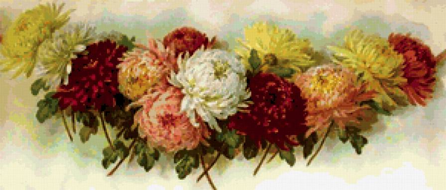 Хризантемы - живопись, натюрморт, цветы, картина - предпросмотр